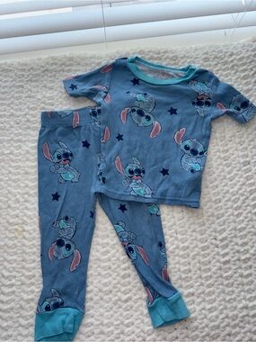 Blue Stitch Print Kids Pajama Set